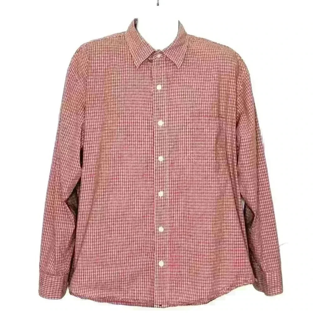 BKE Buckle Mens Shirt Button Down Regular Fit XL Long Sleeve Plaid Pink Orange